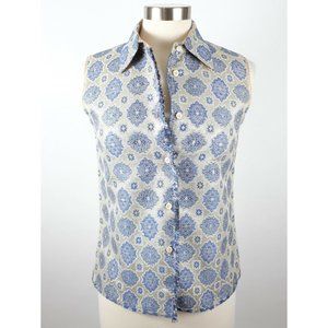 PRADA 40 US 4 brocade blouse vest sleeveless silk metallic